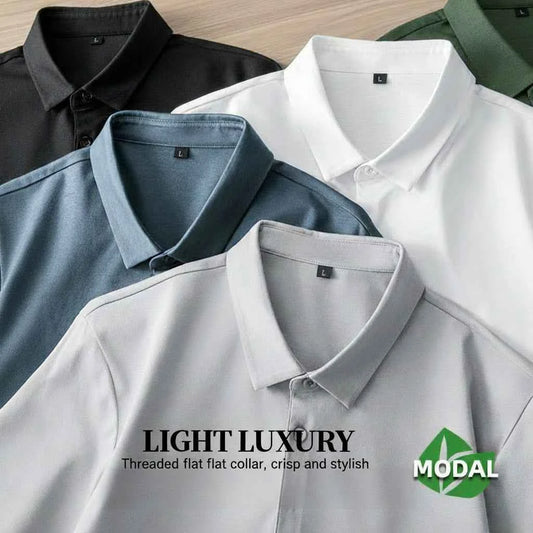 Men's Modal Polo Shirt - Lightweight Short Sleeve Business Casual Top