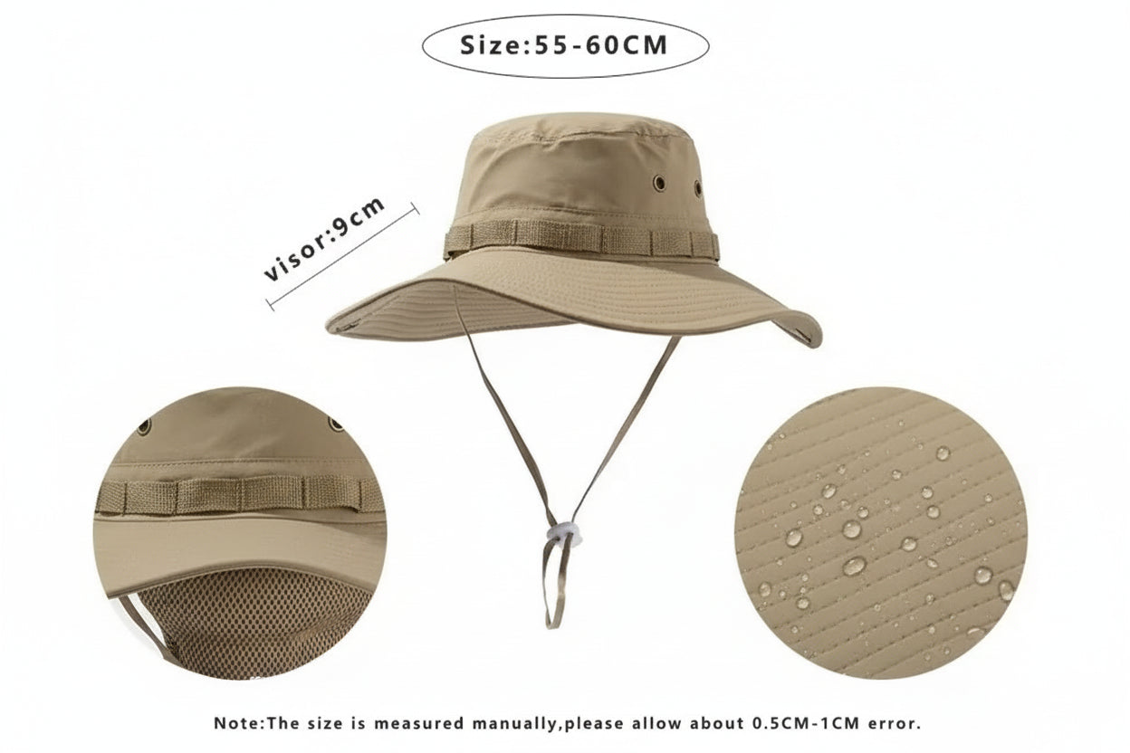Summer Men Bucket Hat Outdoor UV Protection Wide Brim. (Overseas product) - Image 4