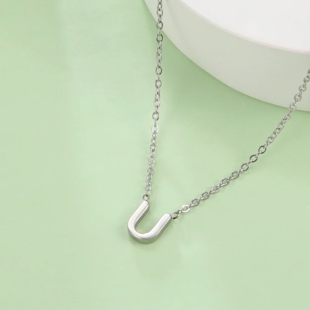 Cazador Minimalist Initial A-Z Letter Necklace - Stainless Steel Alphabet Choker Chain - Matt's random items Jewelry (Image 2