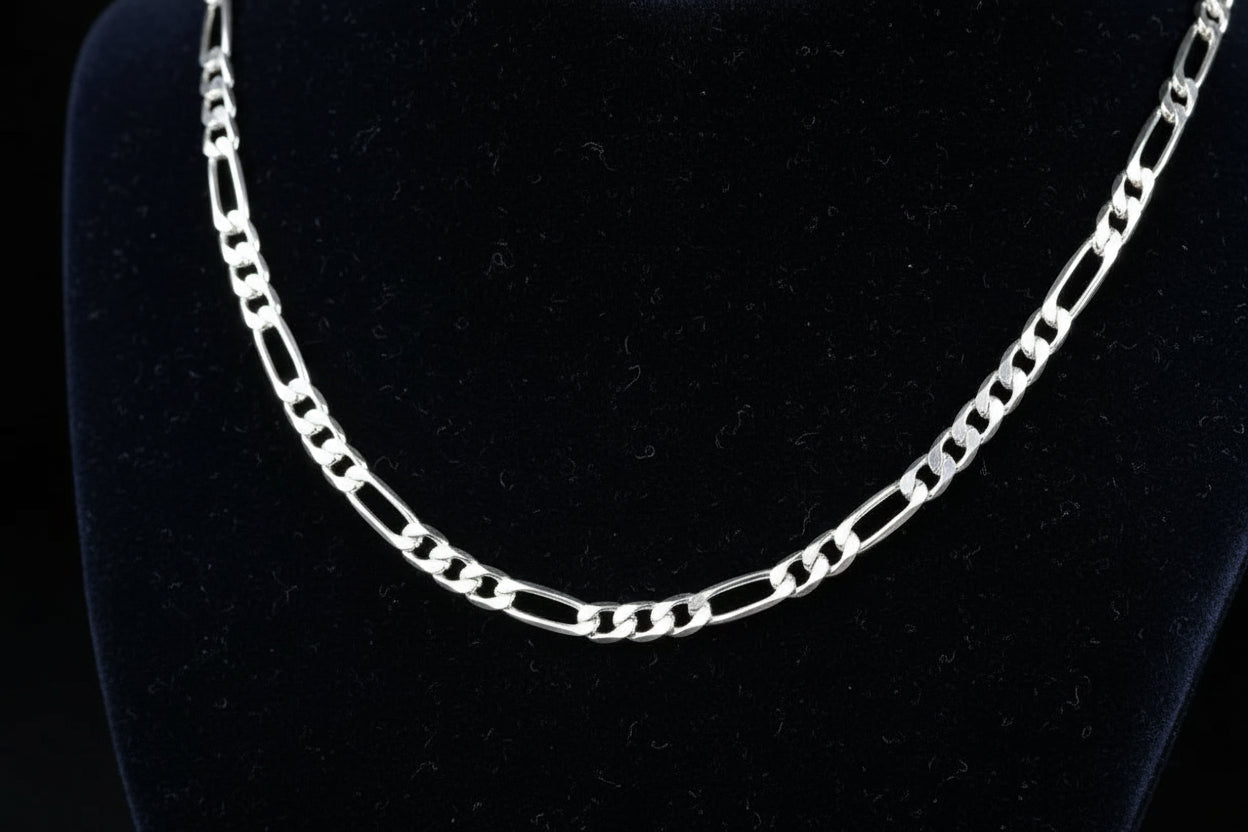 40-75cm 925 Silver 4mm Figaro Chain Necklace - Matt's random items Jewelry (Image 2)