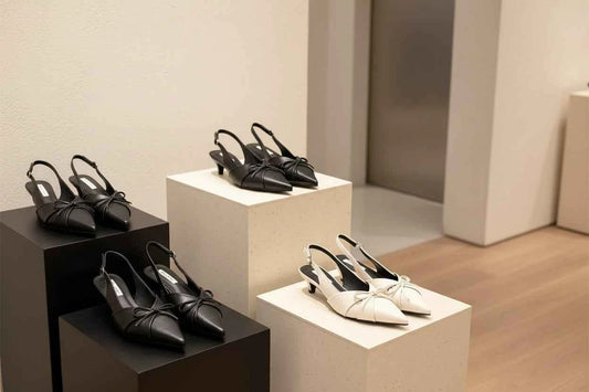 Women's Square Toe Slingback Sandals - Low Heel Mules with Bow Detail