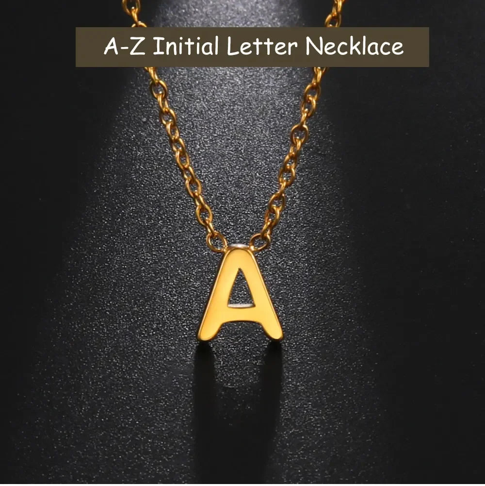 Cazador Minimalist Initial A-Z Letter Necklace - Stainless Steel Alphabet Choker Chain - Matt's random items Jewelry (Image 7