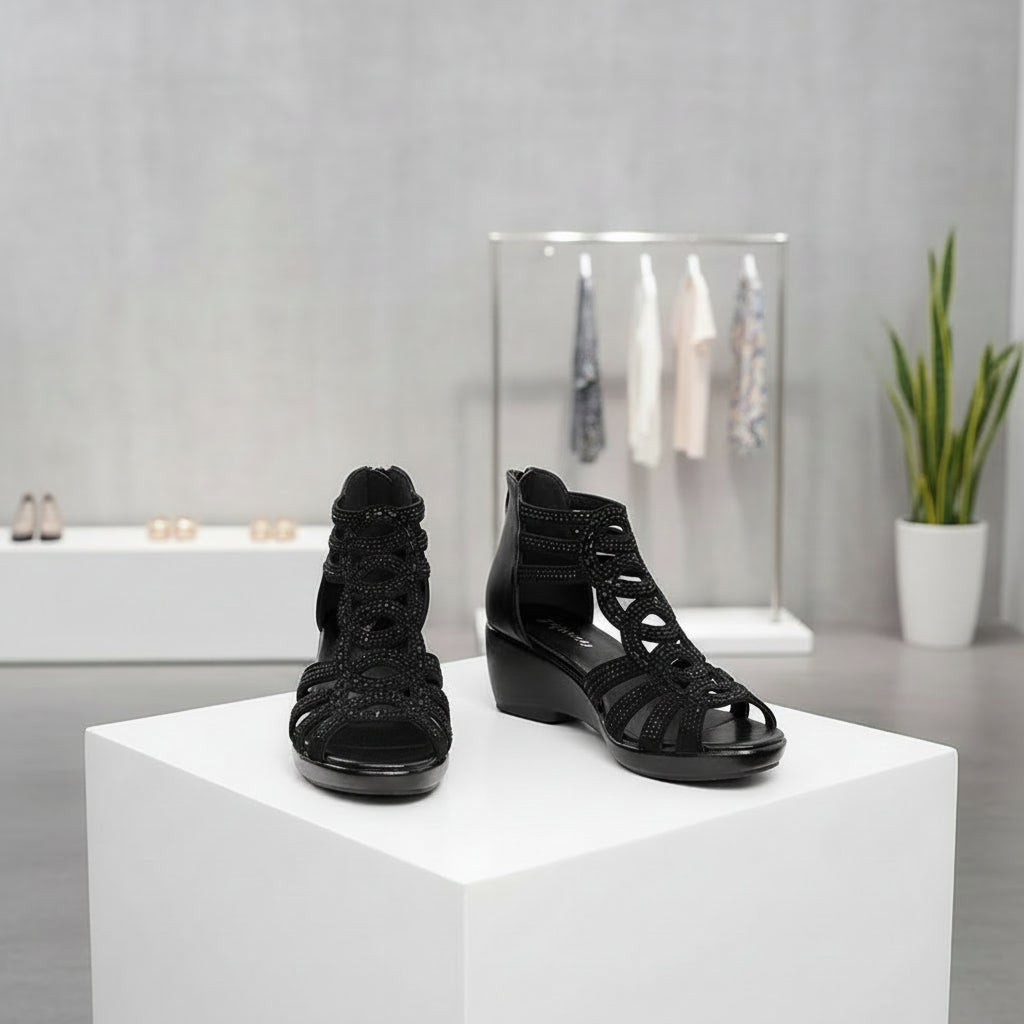 Women's Soft Leather Wedge Sandals - Comfort Sole Summer Shoes - Image 1