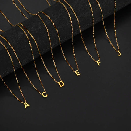 Cazador Minimalist Initial A-Z Letter Necklace - Stainless Steel Alphabet Choker Chain - Matt's random items Jewelry (Image 1