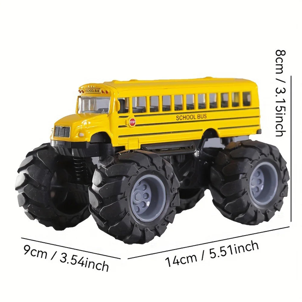 Monster School Bus Die Cast Metal Model Pullback Action Toy Monster Truck Big Wheels Play Vehicle Gifts for Kids Boys - Image
