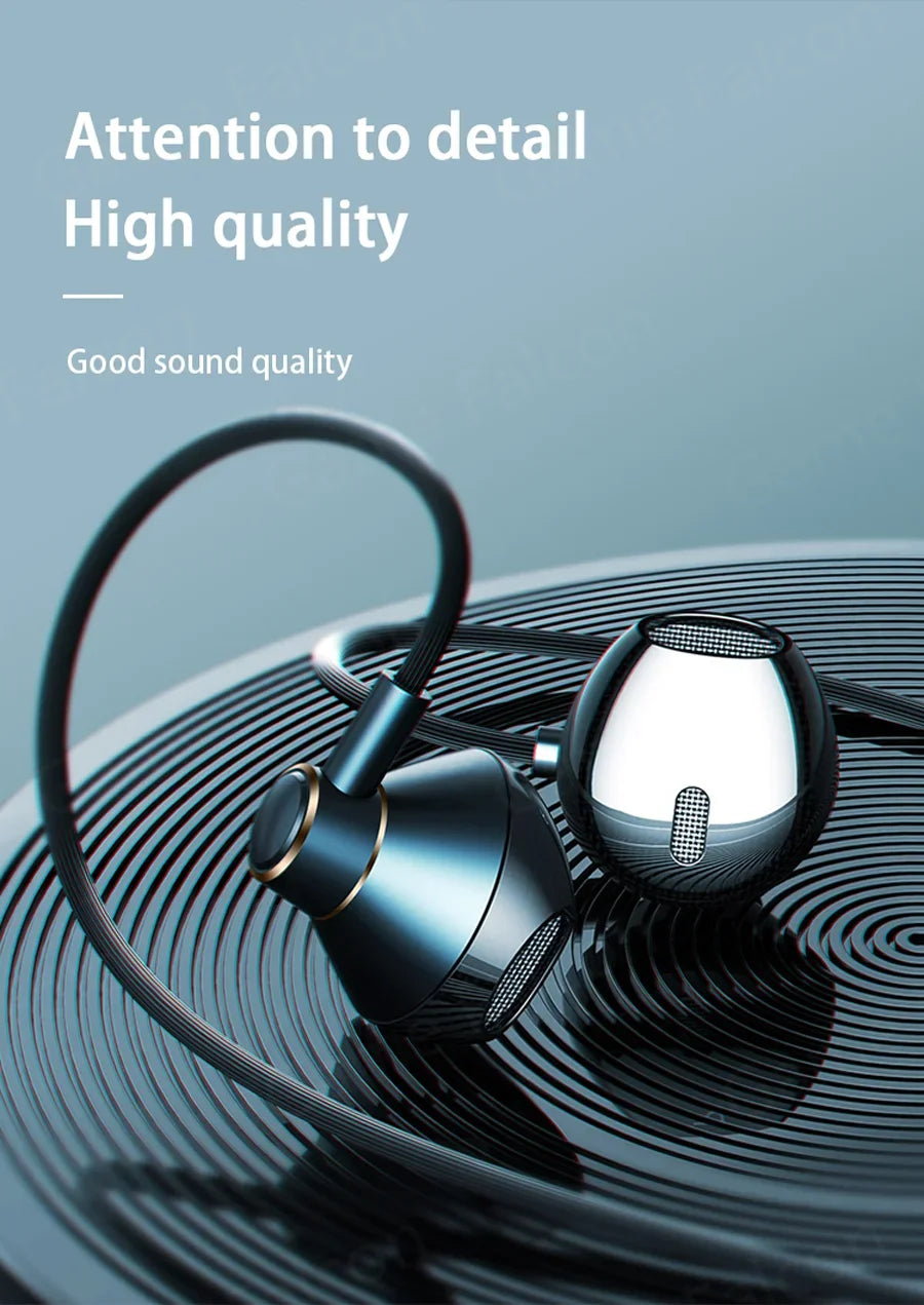 USB Type C Headphone HiFi Bass Stereo Volume Control Mic 3.5mm Wired Earbuds For Galaxy S24 S23 S22 S21 Ultra iPhone 15 Pro M