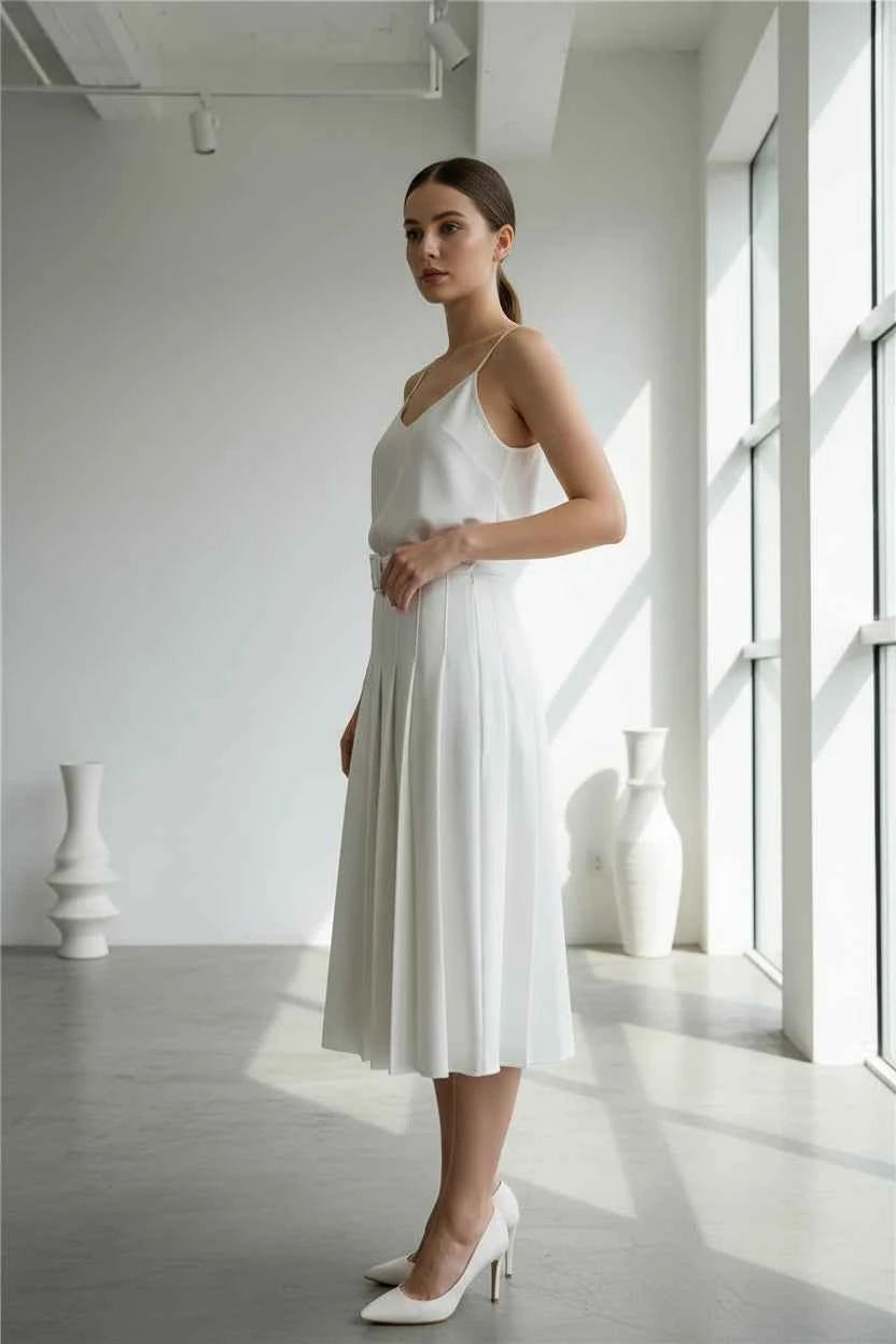 Women's Pleated Midi Skirt