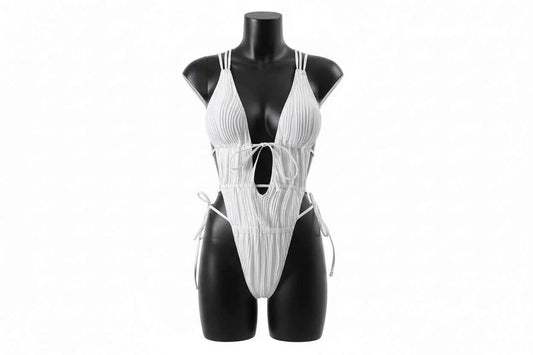 Hollow Strapped One Piece Swimsuit - High Cut Backless Monokini