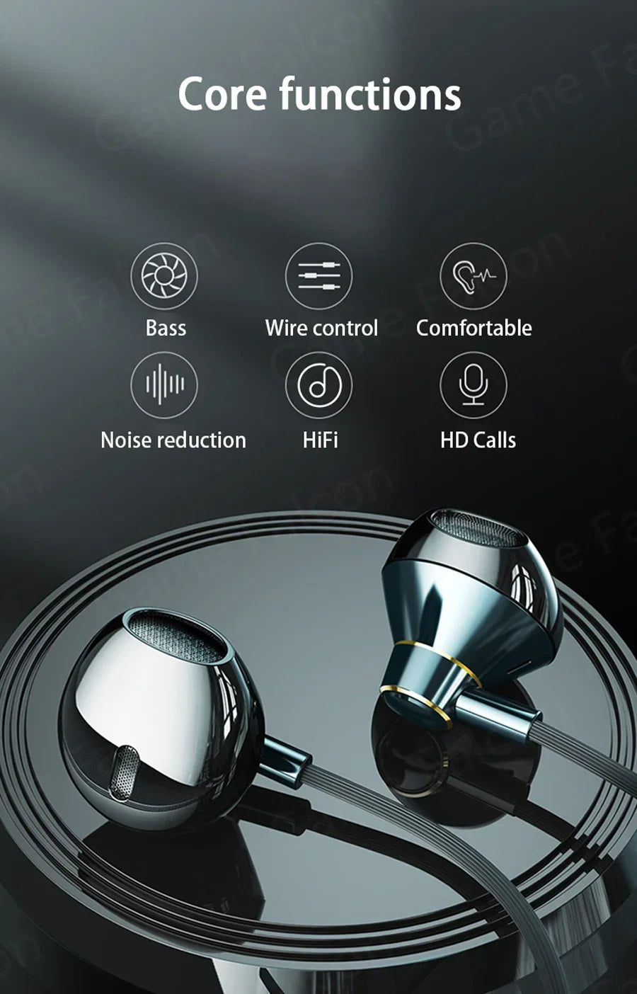 USB Type C Headphone HiFi Bass Stereo Volume Control Mic 3.5mm Wired Earbuds For Galaxy S24 S23 S22 S21 Ultra iPhone 15 Pro M