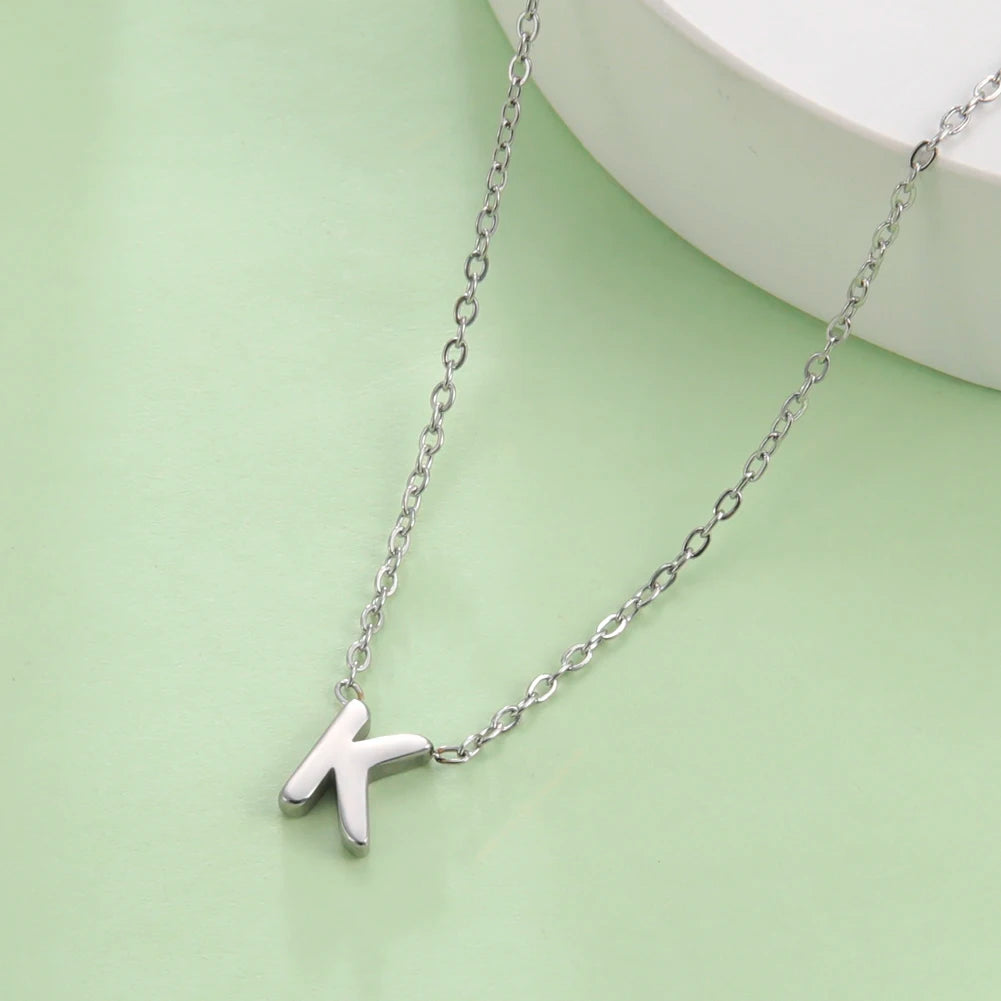 Cazador Minimalist Initial A-Z Letter Necklace - Stainless Steel Alphabet Choker Chain - Matt's random items Jewelry (Image 1
