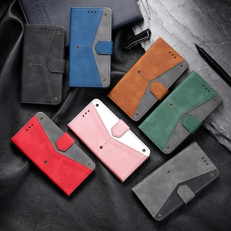 Rivet Wallet Phone Case for Samsung Galaxy S25 S24 Plus S24 Ultra S23 S22 S21 A13 A33 A53 A14 A34 A54 A15 A56 (overseas produ