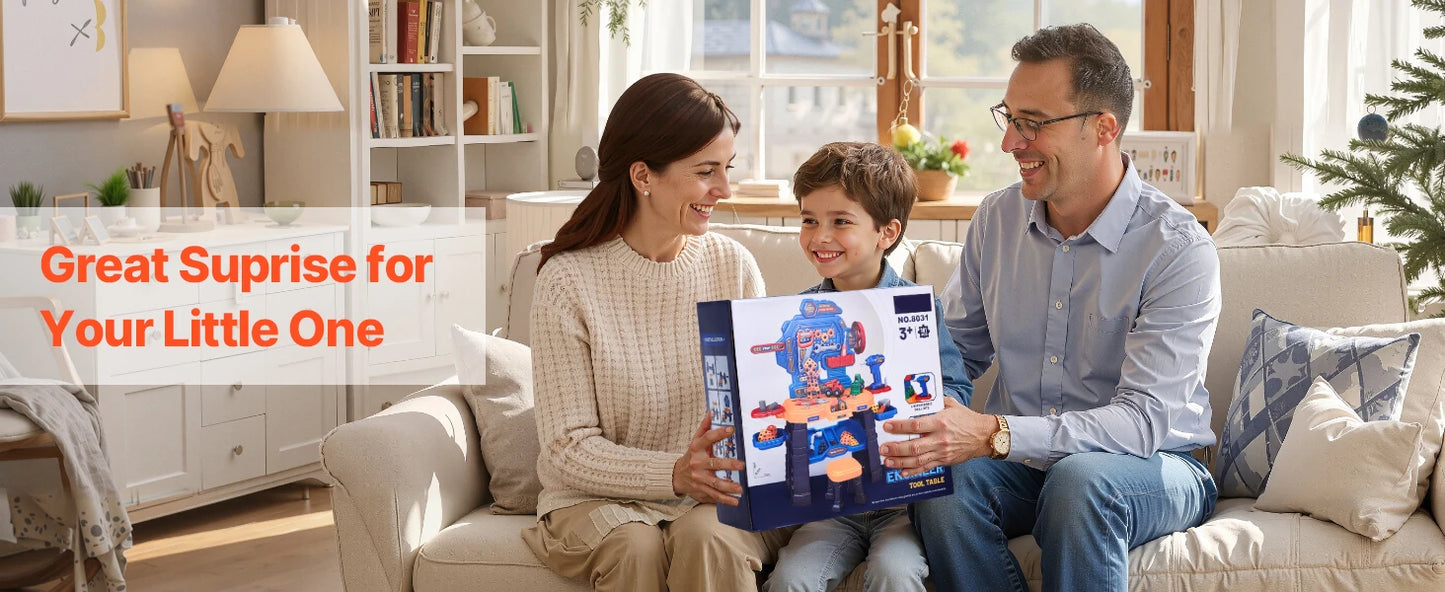 SucceBuy 181 pcs Kids Tool Bench Realistic Transformable Tool Set with Toddler Bench Pretend Play Learning Gift for Children 