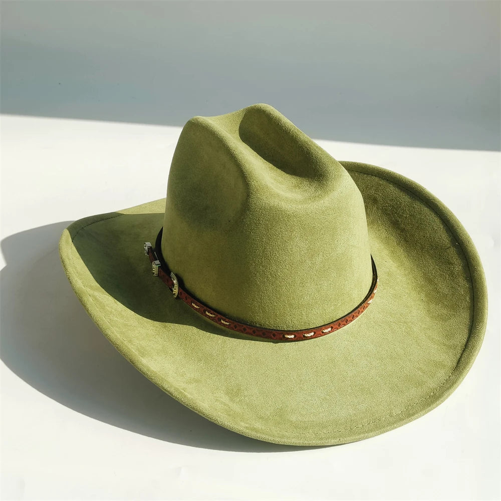 Unisex Suede Cowboy Hat with Turquoise Accents - Western Cattleman Style - Matt's random items Accessories (Image 9)