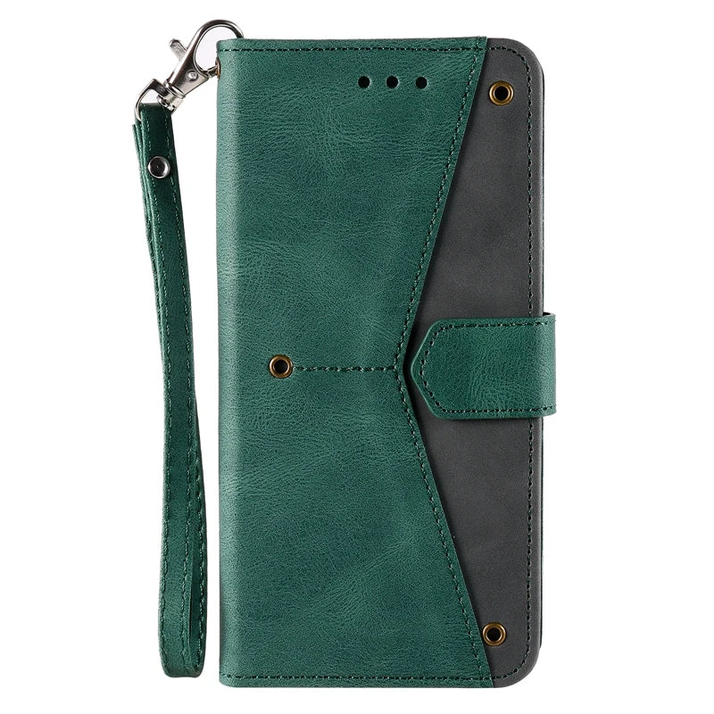 Rivet Wallet Phone Case for Samsung Galaxy S25 S24 Plus S24 Ultra S23 S22 S21 A13 A33 A53 A14 A34 A54 A15 A56 (overseas produ