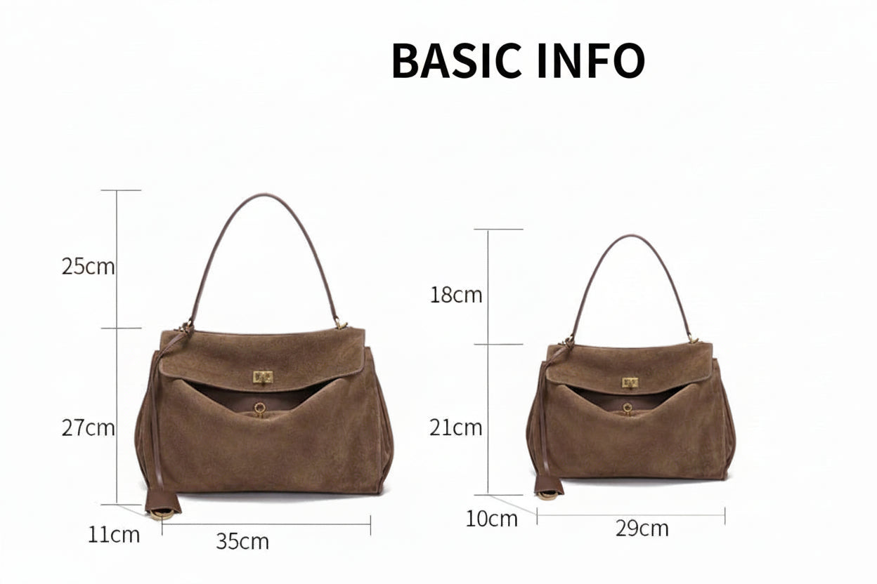 Premium Suede Leather Tote Bag - Large Capacity Shoulder Handbag - Image 6