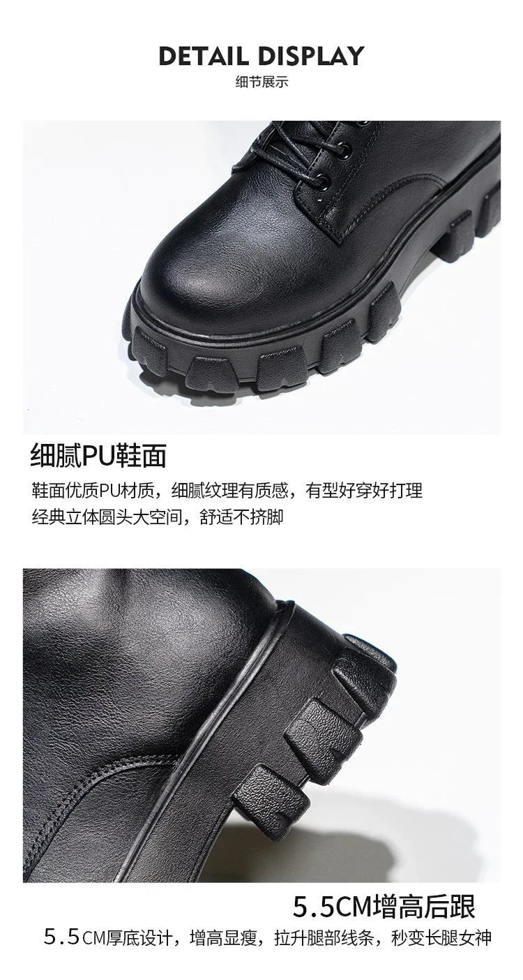 Women's Mid Calf Boots Padded Shoes Knee High Winter Sneakers Punk Style Military Casual White Black 2024 Lucury Platform Wom