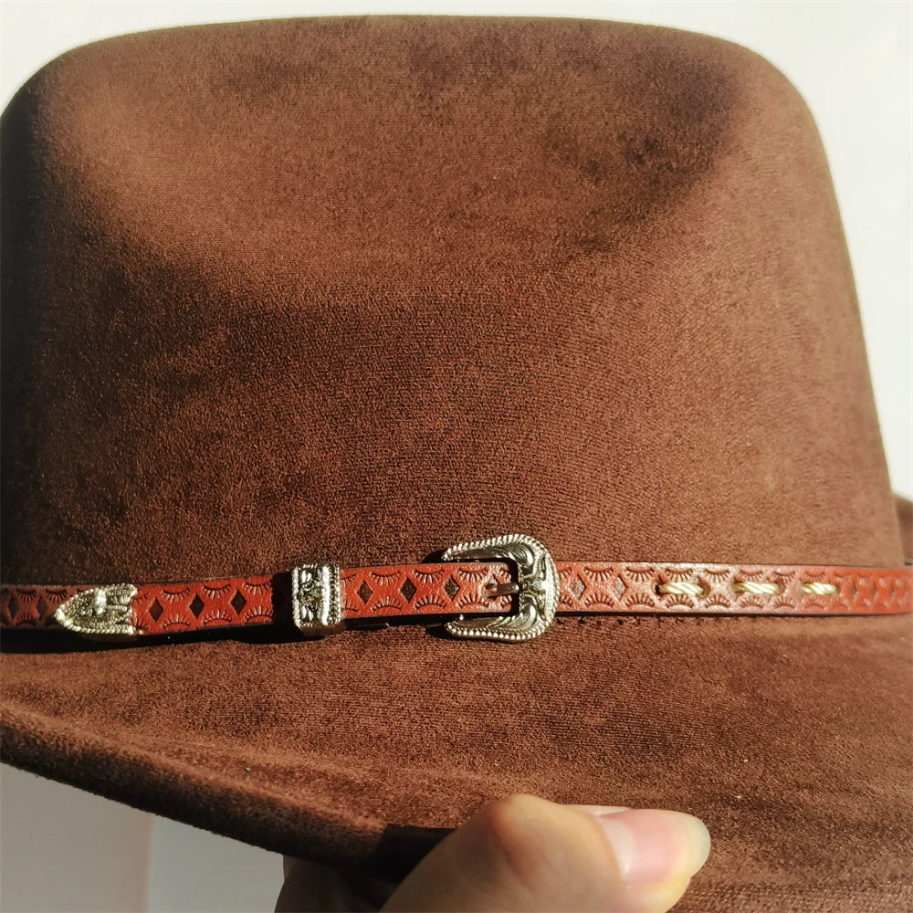 Unisex Suede Cowboy Hat with Turquoise Accents - Western Cattleman Style - Matt's random items Accessories (Image 3)