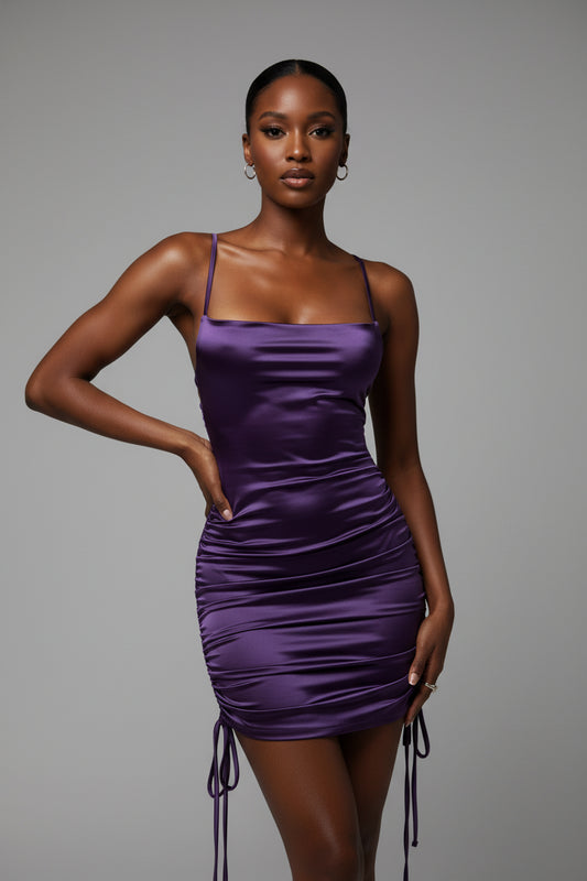 Women's Sexy Backless Bodycon Mini Dress - Sleeveless Satin Party Dress with Lace-Up Detail - Matt's random items Dresses (Im