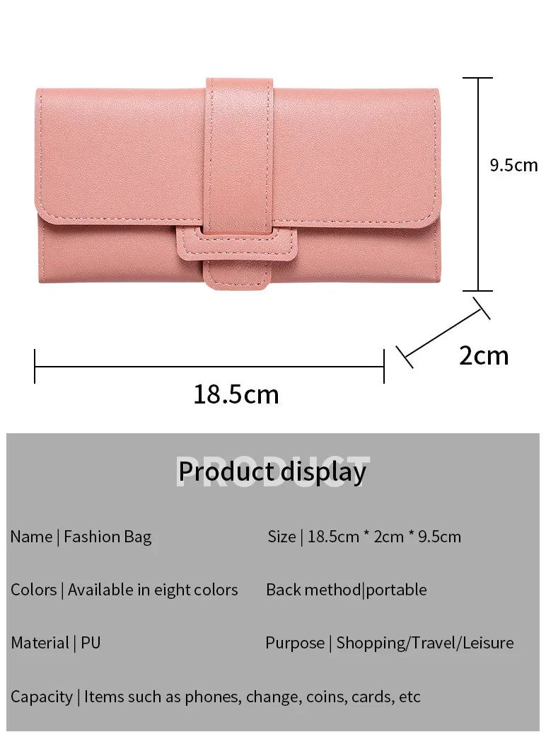 Elegant Women's Long Wallet Leather Trifold Clutch Wallet - Image 5
