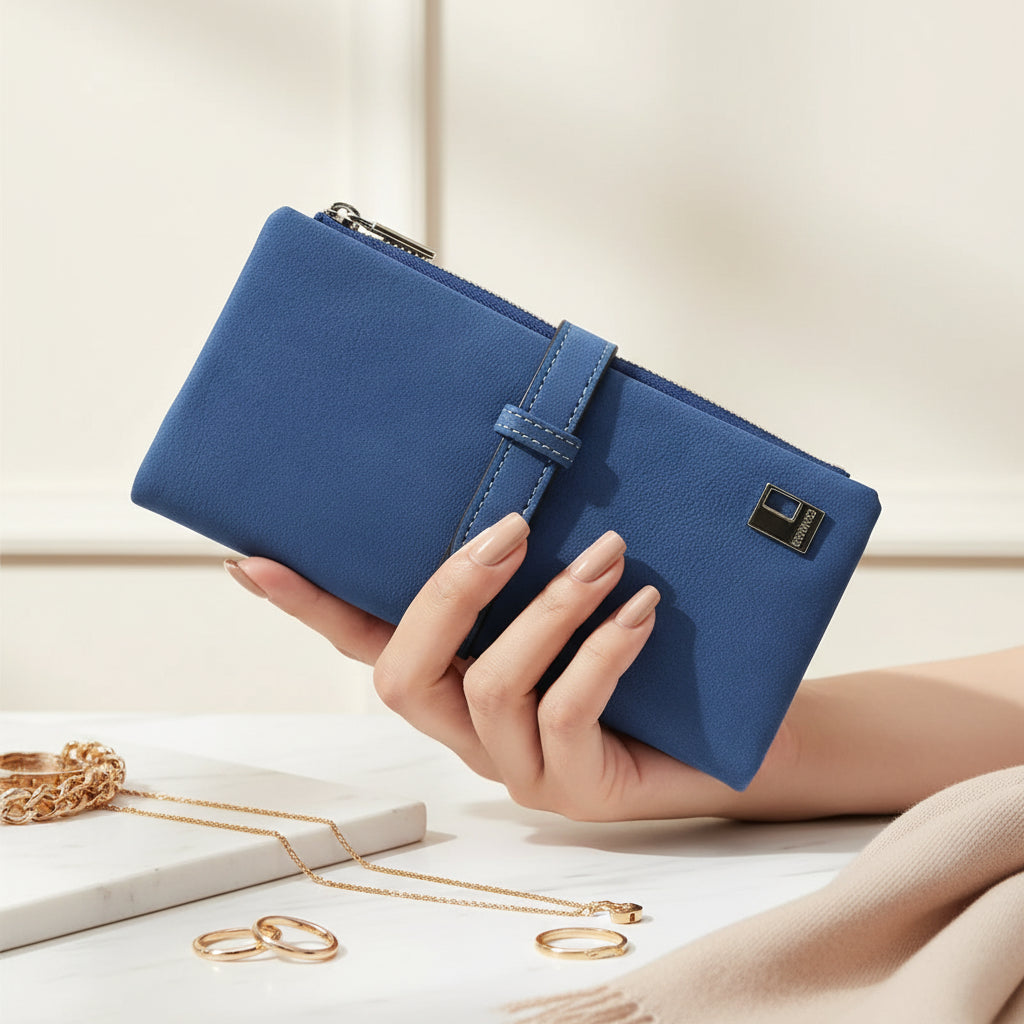 Women's Long Leather Wallet - Multi-Card Clutch with Coin Purse - Matt's random items Accessories (Image 1)