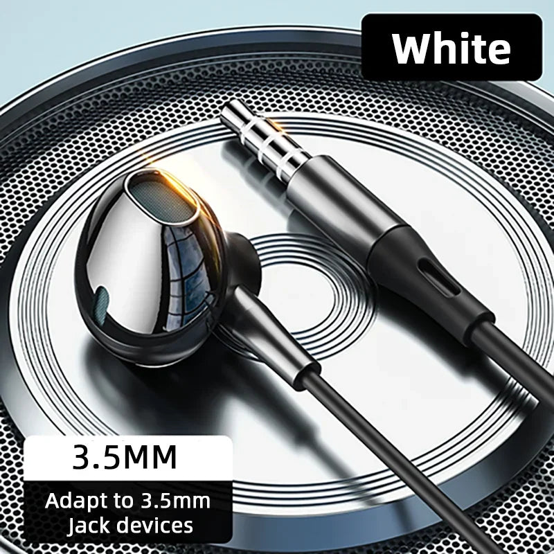 USB Type C Headphone HiFi Bass Stereo Volume Control Mic 3.5mm Wired Earbuds For Galaxy S24 S23 S22 S21 Ultra iPhone 15 Pro M
