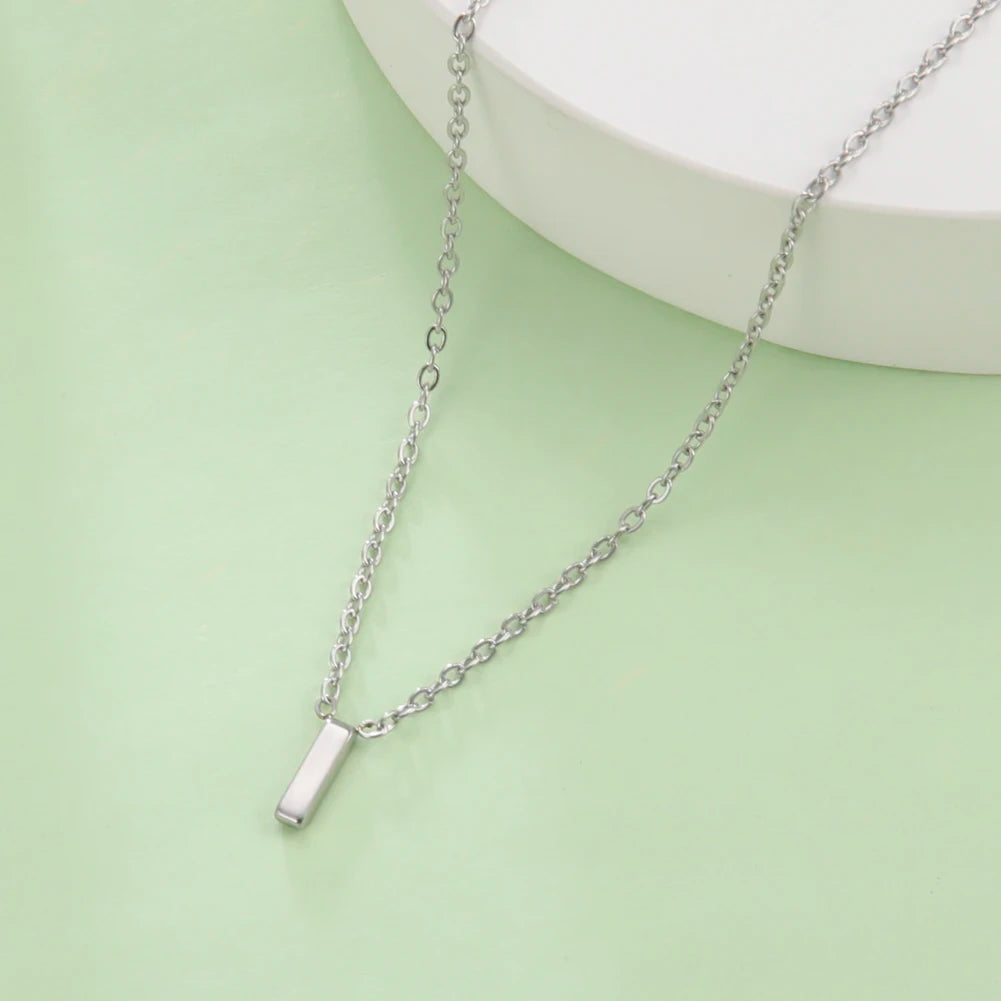 Cazador Minimalist Initial A-Z Letter Necklace - Stainless Steel Alphabet Choker Chain - Matt's random items Jewelry (Image 1