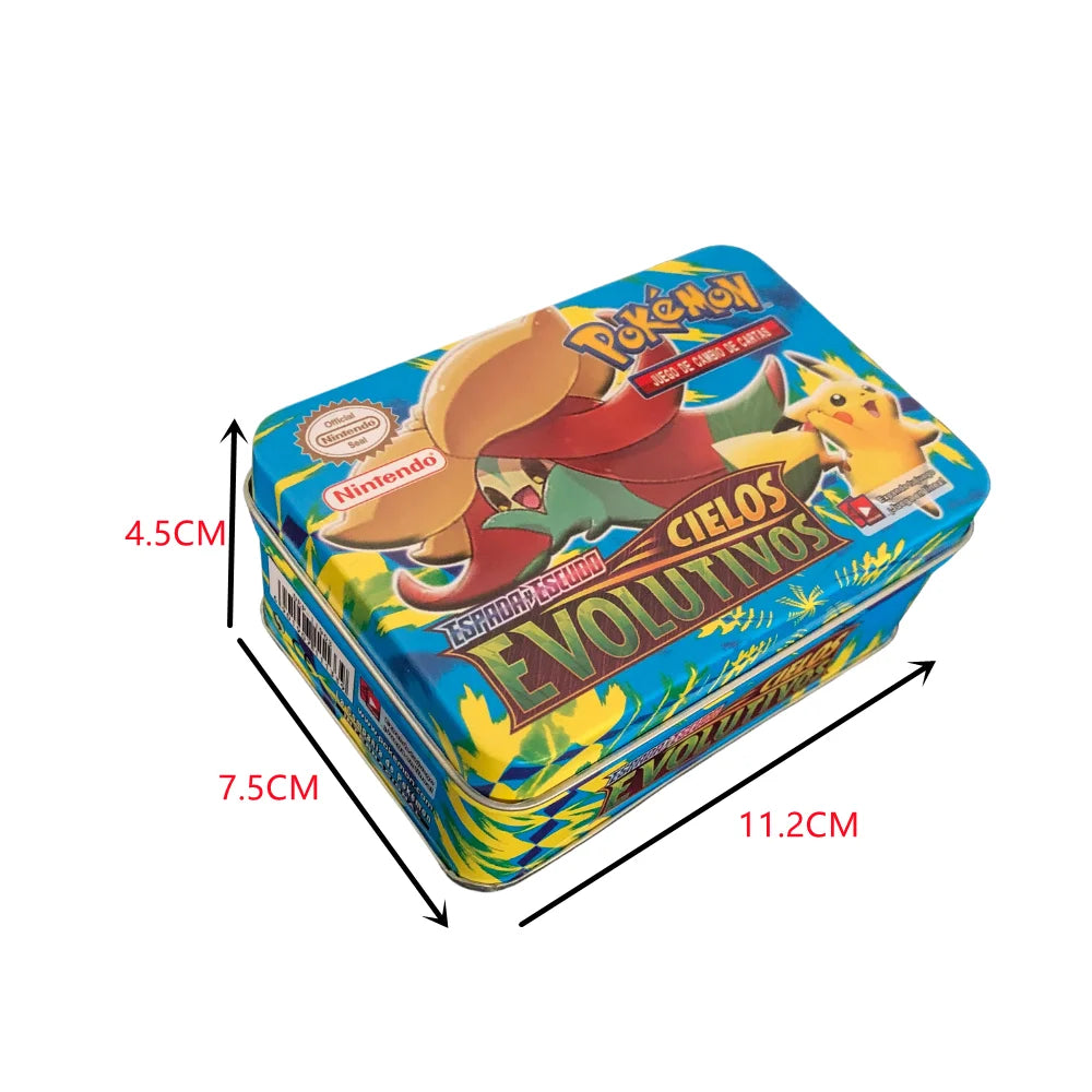 42pcs/set Iron Metal Box Pokemon TAKARA TOMY Battle Toys Lost Origin Pokemons Box with Pikachu Game Anime Bank Cards for Chil