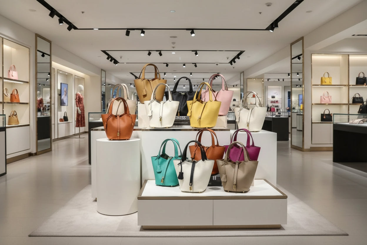 Luxury Leather Bucket Bag - Soft Cowhide Handbag