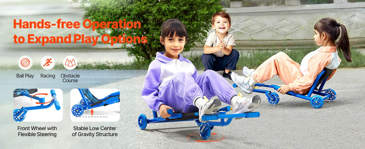 SucceBuy 198lbs Ride on Scooter Swing Side-to-Side Powered by Zig-Zag Motion Sports Games Drifting Toys for Children Gifts - 
