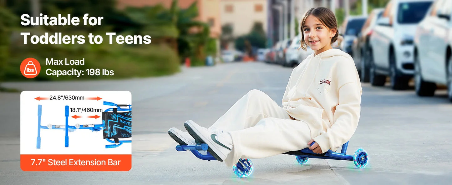 SucceBuy 198lbs Ride on Scooter Swing Side-to-Side Powered by Zig-Zag Motion Sports Games Drifting Toys for Children Gifts - 