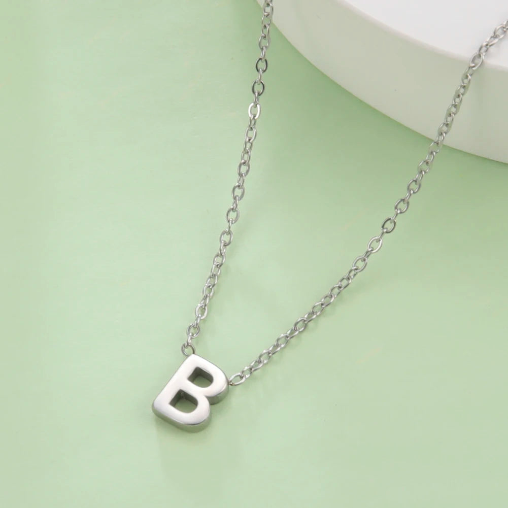 Cazador Minimalist Initial A-Z Letter Necklace - Stainless Steel Alphabet Choker Chain - Matt's random items Jewelry (Image 1