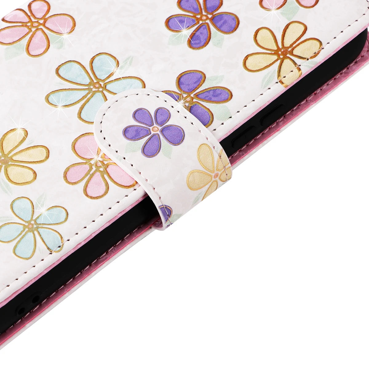 RFID Anti Theft Brush Hot Stamped Floral Wallet Case for Samsung A13 A33 A53 A14 A34 A54 A35 A55 Wristband Leather Flip Cover