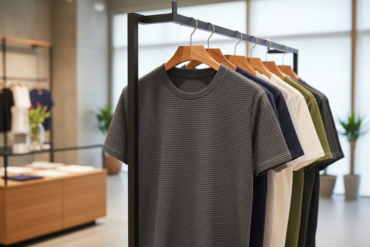 Men's Textured Crew Neck T-Shirt - Casual Summer Top - Image 6