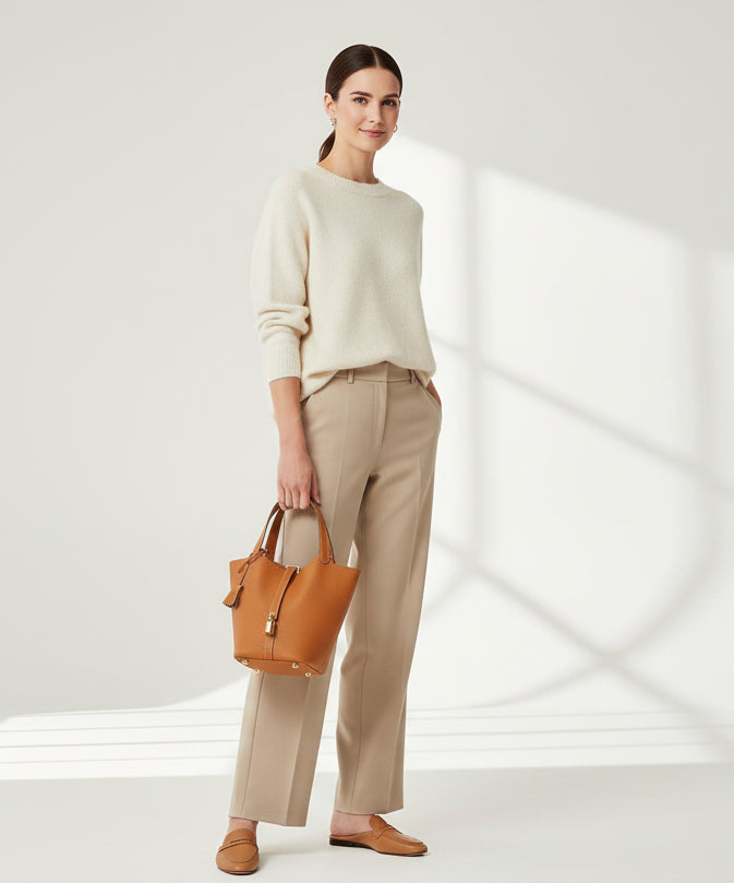 Luxury Leather Bucket Bag - Soft Cowhide Handbag