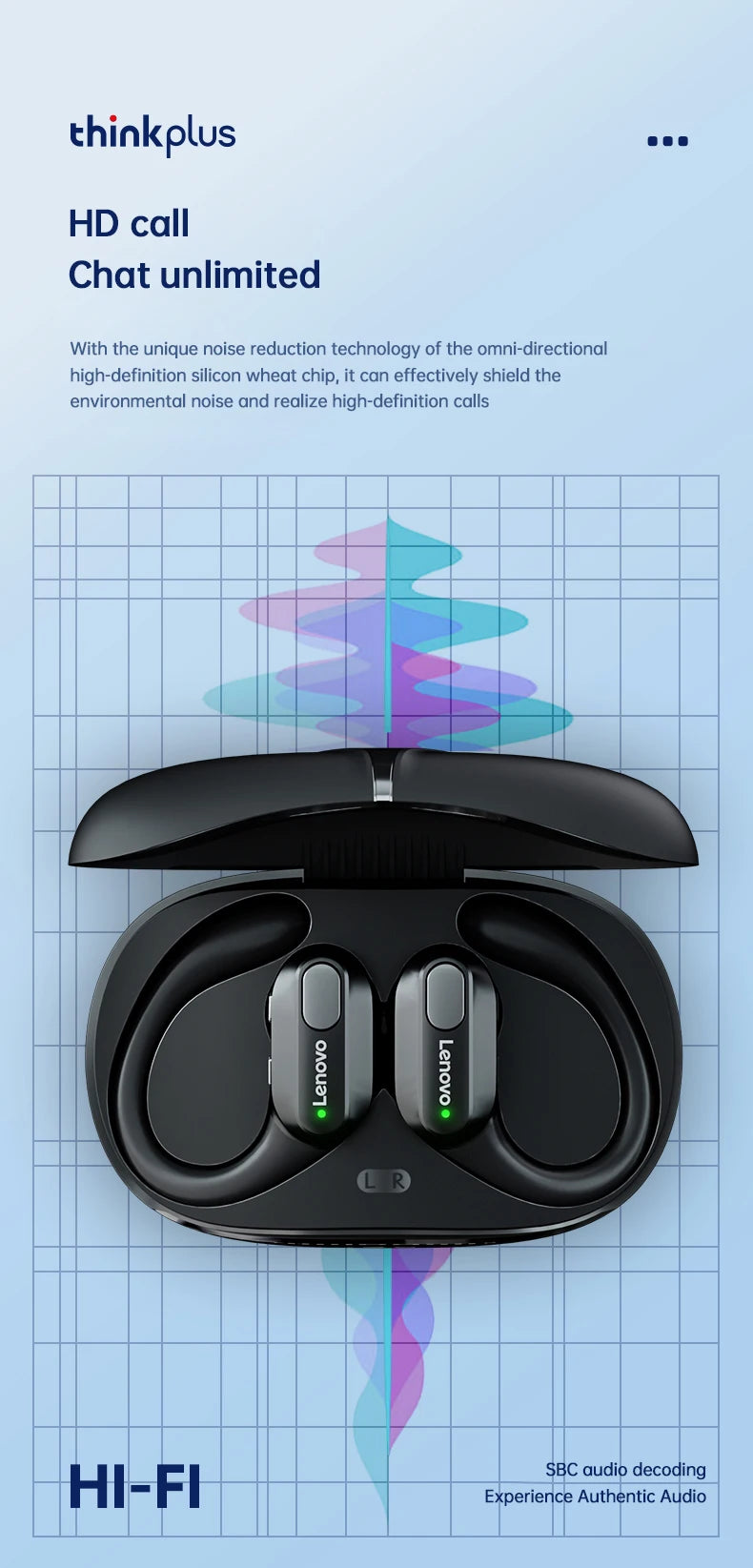 Original Lenovo XT80 Sports Wireless Earphones with Mics, LED Power Display,Hifi Stereo Sound Bluetooth 5.3 TWS HeadphHeadpho