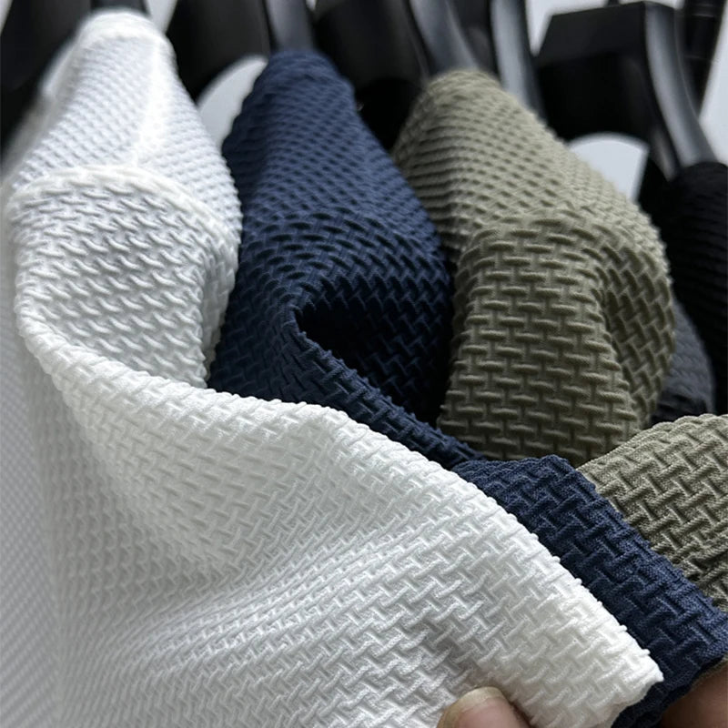 2026 New Men's Texture Crew Neck Short Sleeve T-Shirt Comfortable Casual Office Summer Top - Image 22