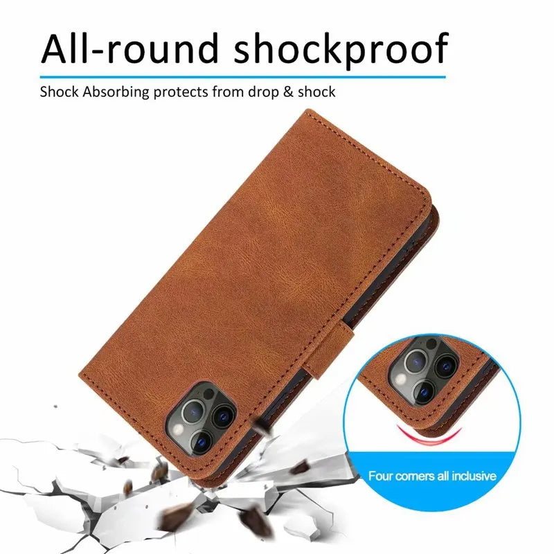 Rivet Wallet Phone Case for Samsung Galaxy S25 S24 Plus S24 Ultra S23 S22 S21 A13 A33 A53 A14 A34 A54 A15 A56 (overseas produ