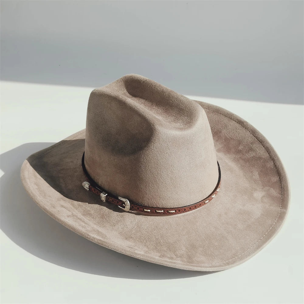 Unisex Suede Cowboy Hat with Turquoise Accents - Western Cattleman Style - Matt's random items Accessories (Image 7)
