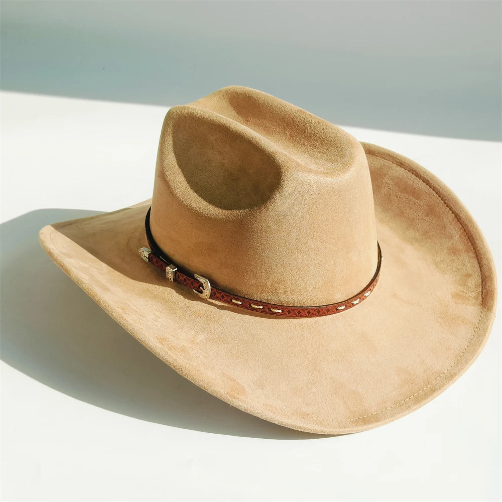 Unisex Suede Cowboy Hat with Turquoise Accents - Western Cattleman Style - Matt's random items Accessories (Image 8)