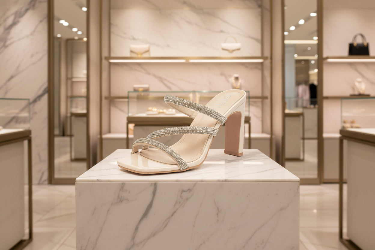 Women's Sparkling Square-Toe High-Heel Sandals | Chunky Heel Mules Women's Shoes for Spring, Summer, and Fall - Image 4