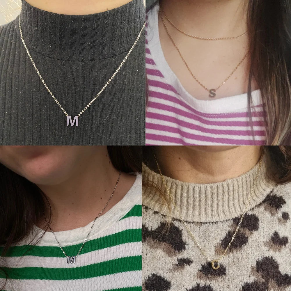 Cazador Minimalist Initial A-Z Letter Necklace - Stainless Steel Alphabet Choker Chain - Matt's random items Jewelry (Image 4