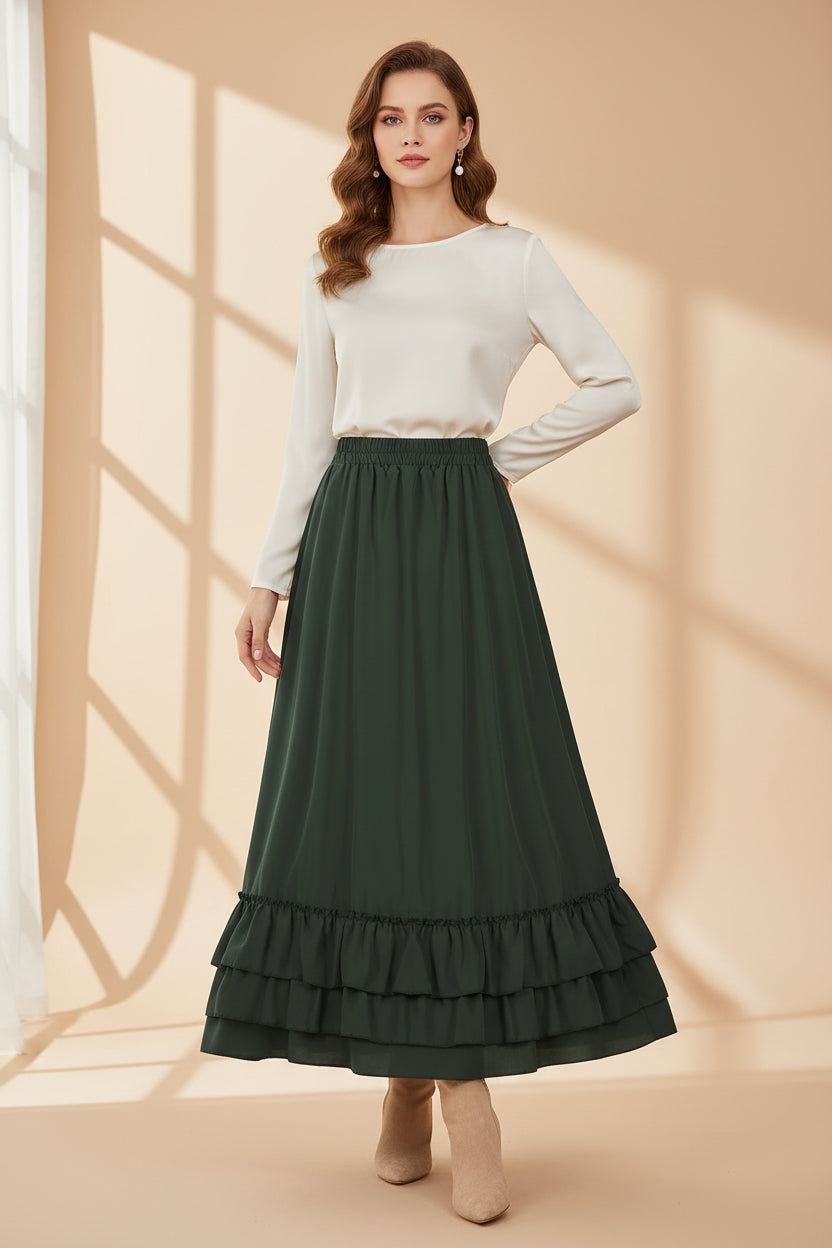 Brown Ruffled High Waisted Long Victorian Skirt Steampunk Skirts Womens Party Wear Gothic Vintage Clothes Medieval Costume Se