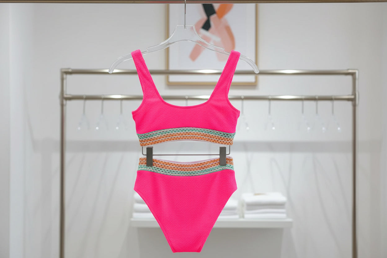 2025 Sexy Strape Tape Swimsuit Women Solid High Waist Bikini Set - Matt's random items Uncategorized (Image 5)