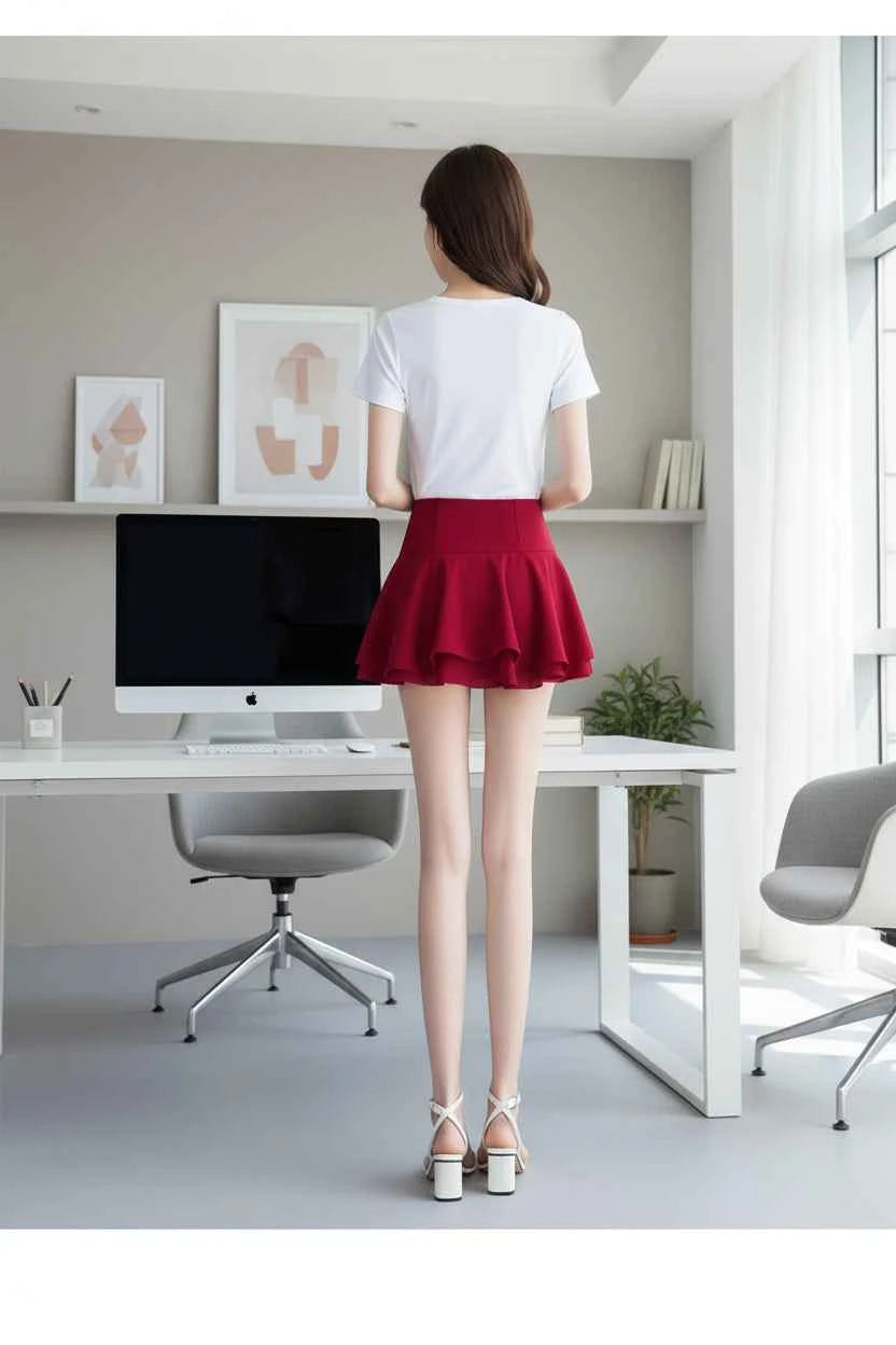 Tiered Ruffle Mini Skirt - Elastic Waist Layered Cake Skirt