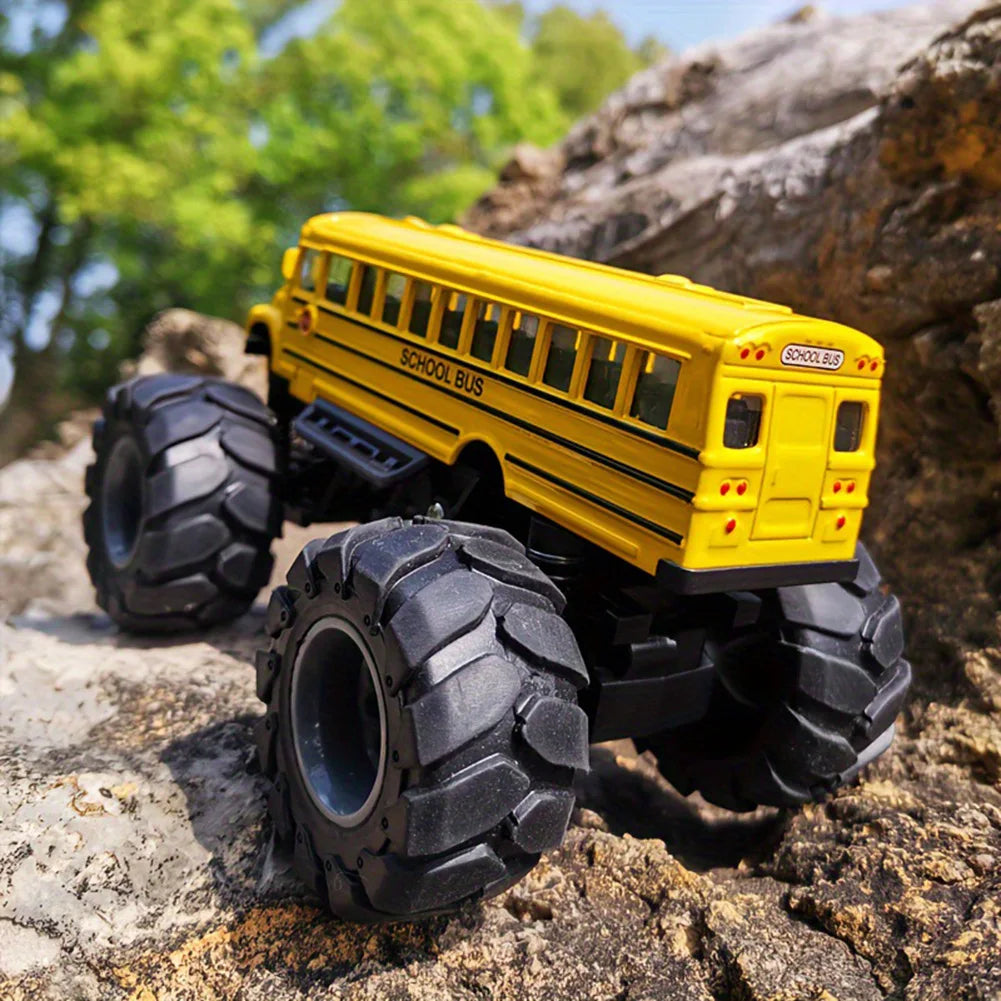 Monster School Bus Die Cast Metal Model Pullback Action Toy Monster Truck Big Wheels Play Vehicle Gifts for Kids Boys - Image
