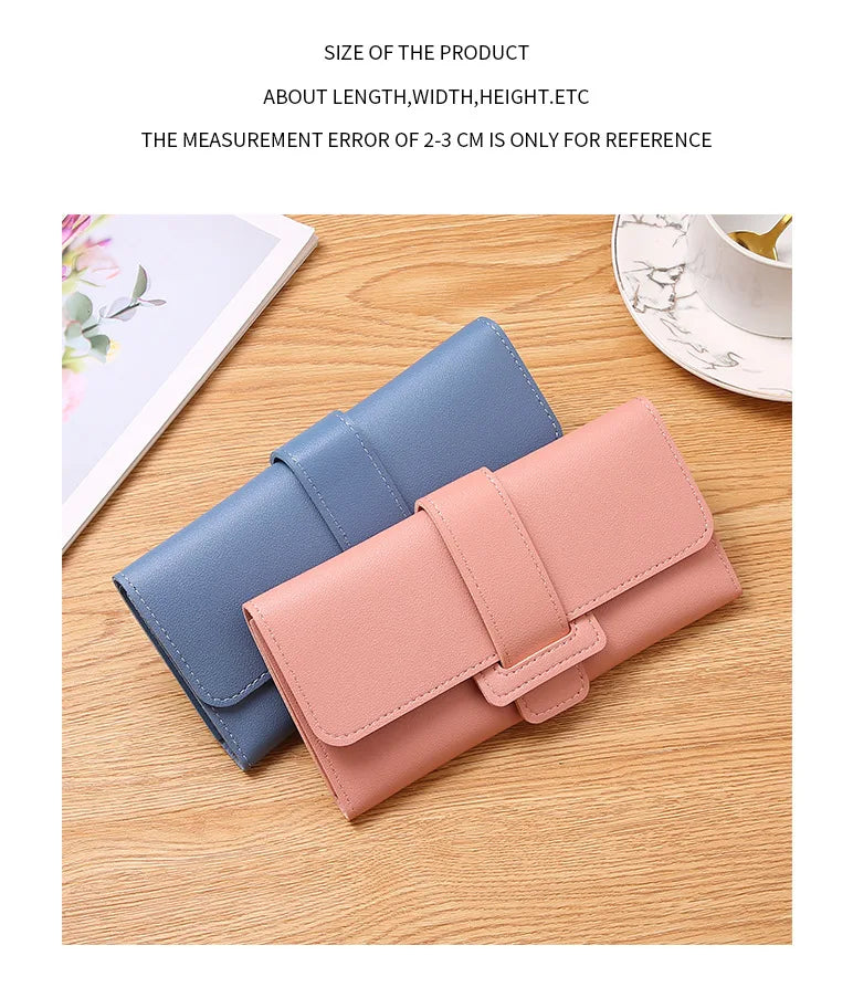 Elegant Women's Long Wallet Leather Trifold Clutch Wallet - Image 8