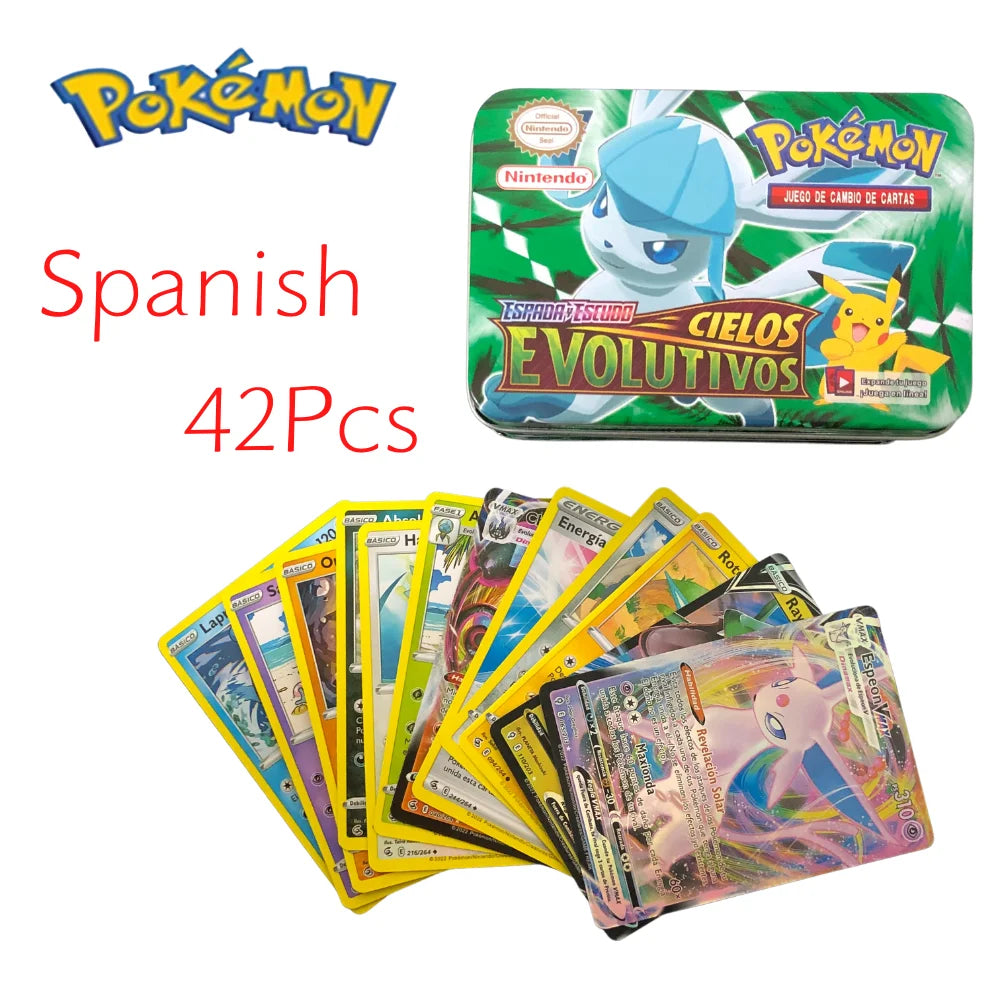 42pcs/set Iron Metal Box Pokemon TAKARA TOMY Battle Toys Lost Origin Pokemons Box with Pikachu Game Anime Bank Cards for Chil