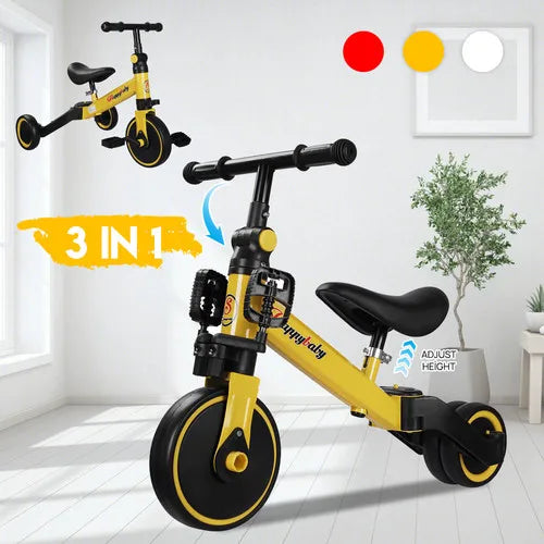 PORIYA 3 in1 Toddler Kid Ride on Toy Balance Bike Scooter Tricycle 1.5-4 Years Push Car - Image 1