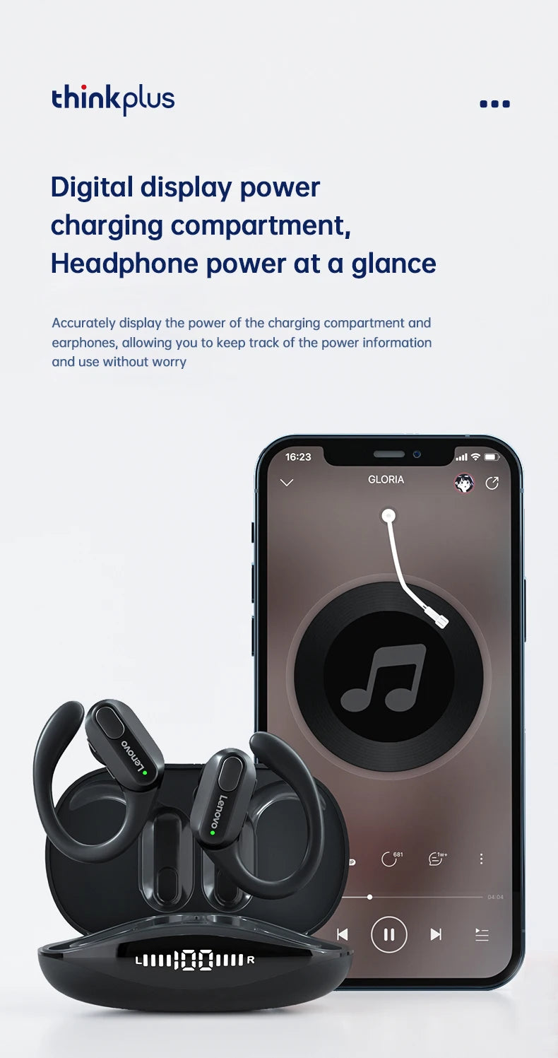 Original Lenovo XT80 Sports Wireless Earphones with Mics, LED Power Display,Hifi Stereo Sound Bluetooth 5.3 TWS HeadphHeadpho