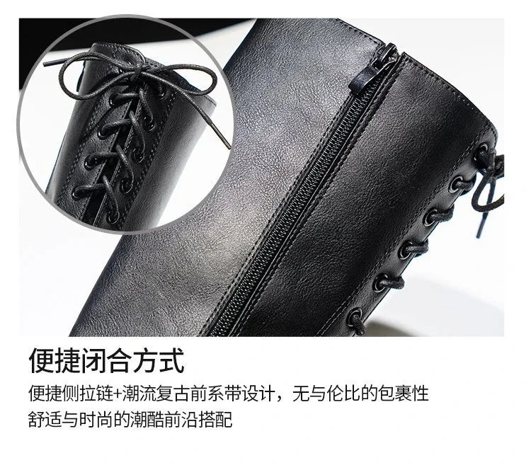 Women's Mid Calf Boots Padded Shoes Knee High Winter Sneakers Punk Style Military Casual White Black 2024 Lucury Platform Wom